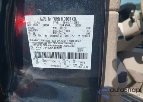 2008 Mercury Mariner V6 from USA, damaged, VIN 4M2CU91108KJ42825